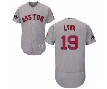 Men's Majestic Boston Red Sox #19 Fred Lynn Grey Road Flex Base Authentic Collection 2018 World Series Champions MLB Jersey