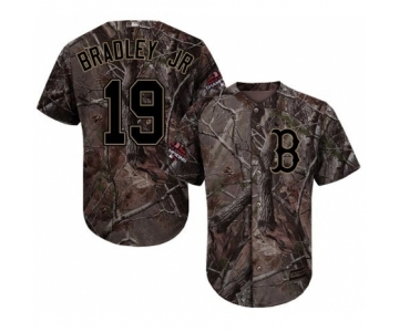 Men's Majestic Boston Red Sox #19 Jackie Bradley Jr Authentic Camo Realtree Collection Flex Base 2018 World Series Champions MLB Jersey