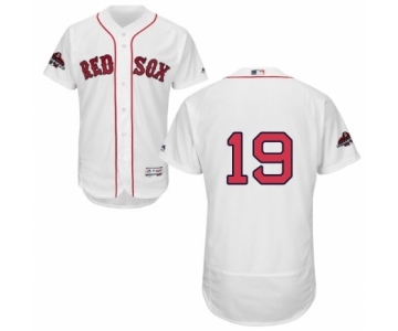 Men's Majestic Boston Red Sox #19 Jackie Bradley Jr White Home Flex Base Authentic Collection 2018 World Series Champions MLB Jersey