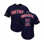 Men's Majestic Boston Red Sox #2 Xander Bogaerts Authentic Navy Blue Team Logo Fashion Cool Base 2018 World Series Champions MLB Jersey