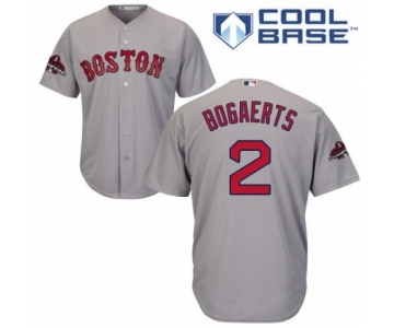 Men's Majestic Boston Red Sox #2 Xander Bogaerts Replica Grey Road Cool Base 2018 World Series Champions MLB Jersey