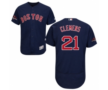 Men's Majestic Boston Red Sox #21 Roger Clemens Navy Blue Alternate Flex Base Authentic Collection 2018 World Series Champions MLB Jersey