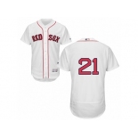 Men's Majestic Boston Red Sox #21 Roger Clemens White Flexbase Authentic Collection MLB Jersey