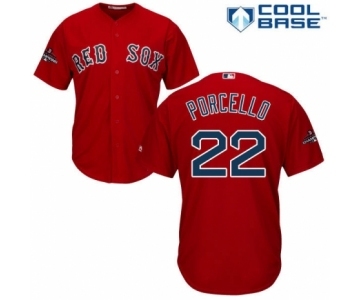 Men's Majestic Boston Red Sox #22 Rick Porcello Replica Red Alternate Home Cool Base 2018 World Series Champions MLB Jersey