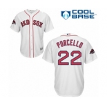 Men's Majestic Boston Red Sox #22 Rick Porcello Replica White Home Cool Base 2018 World Series Champions MLB Jersey