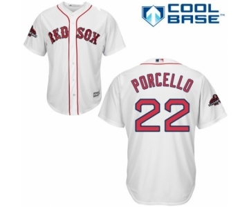 Men's Majestic Boston Red Sox #22 Rick Porcello Replica White Home Cool Base 2018 World Series Champions MLB Jersey