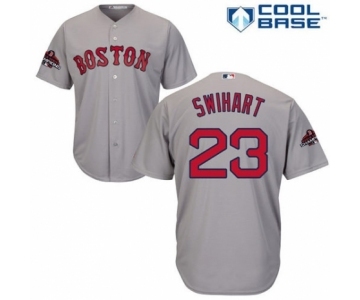 Men's Majestic Boston Red Sox #23 Blake Swihart Replica Grey Road Cool Base 2018 World Series Champions MLB Jersey