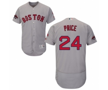 Men's Majestic Boston Red Sox #24 David Price Grey Road Flex Base Authentic Collection 2018 World Series Champions MLB Jersey