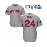 Men's Majestic Boston Red Sox #24 David Price Replica Grey Road Cool Base 2018 World Series Champions MLB Jersey