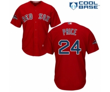 Men's Majestic Boston Red Sox #24 David Price Replica Red Alternate Home Cool Base 2018 World Series Champions MLB Jersey