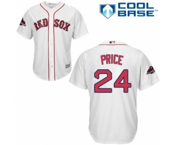 Men's Majestic Boston Red Sox #24 David Price Replica White Home Cool Base 2018 World Series Champions MLB Jersey