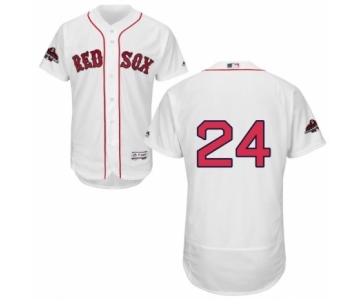 Men's Majestic Boston Red Sox #24 David Price White Home Flex Base Authentic Collection 2018 World Series Champions MLB Jersey