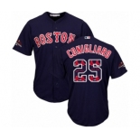 Men's Majestic Boston Red Sox #25 Tony Conigliaro Authentic Navy Blue Team Logo Fashion Cool Base 2018 World Series Champions MLB Jersey