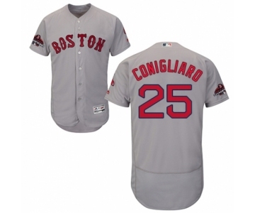 Men's Majestic Boston Red Sox #25 Tony Conigliaro Grey Road Flex Base Authentic Collection 2018 World Series Champions MLB Jersey