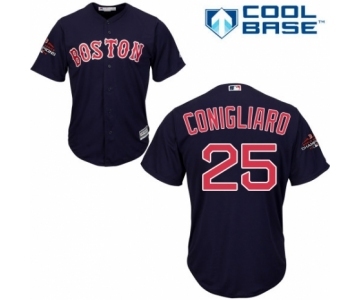 Men's Majestic Boston Red Sox #25 Tony Conigliaro Replica Navy Blue Alternate Road Cool Base 2018 World Series Champions MLB Jersey