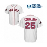 Men's Majestic Boston Red Sox #25 Tony Conigliaro Replica White Home Cool Base 2018 World Series Champions MLB Jersey