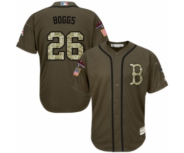 Men's Majestic Boston Red Sox #26 Wade Boggs Authentic Green Salute to Service 2018 World Series Champions MLB Jersey