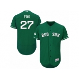 Men's Majestic Boston Red Sox #27 Carlton Fisk Green Celtic Flexbase Authentic Collection MLB Jersey