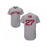 Men's Majestic Boston Red Sox #27 Carlton Fisk Grey Flexbase Authentic Collection MLB Jersey