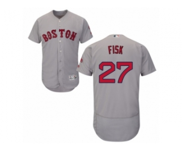 Men's Majestic Boston Red Sox #27 Carlton Fisk Grey Flexbase Authentic Collection MLB Jersey