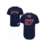 Men's Majestic Boston Red Sox #27 Carlton Fisk Navy Blue Flexbase Authentic Collection MLB Jersey