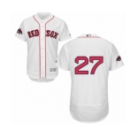 Men's Majestic Boston Red Sox #27 Carlton Fisk White Home Flex Base Authentic Collection 2018 World Series Champions MLB Jersey