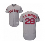 Men's Majestic Boston Red Sox #28 J. D. Martinez Grey Road Flex Base Authentic Collection 2018 World Series Champions MLB Jersey