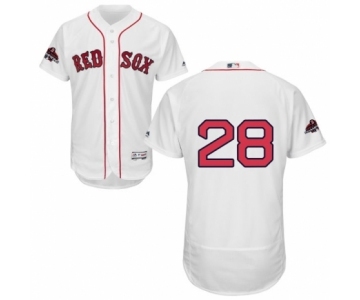 Men's Majestic Boston Red Sox #28 J. D. Martinez White Home Flex Base Authentic Collection 2018 World Series Champions MLB Jersey