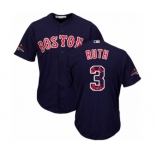 Men's Majestic Boston Red Sox #3 Babe Ruth Authentic Navy Blue Team Logo Fashion Cool Base 2018 World Series Champions MLB Jersey