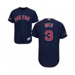 Men's Majestic Boston Red Sox #3 Babe Ruth Navy Blue Alternate Flex Base Authentic Collection 2018 World Series Champions MLB Jersey