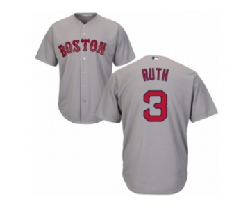 Men's Majestic Boston Red Sox #3 Babe Ruth Replica Grey Road Cool Base MLB Jersey