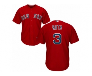 Men's Majestic Boston Red Sox #3 Babe Ruth Replica Red Alternate Home Cool Base MLB Jersey