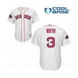 Men's Majestic Boston Red Sox #3 Babe Ruth Replica White Home Cool Base 2018 World Series Champions MLB Jersey