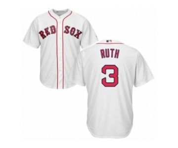 Men's Majestic Boston Red Sox #3 Babe Ruth Replica White Home Cool Base MLB Jersey