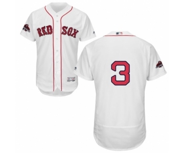 Men's Majestic Boston Red Sox #3 Babe Ruth White Home Flex Base Authentic Collection 2018 World Series Champions MLB Jersey