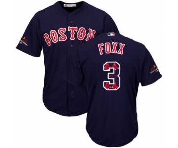 Men's Majestic Boston Red Sox #3 Jimmie Foxx Authentic Navy Blue Team Logo Fashion Cool Base 2018 World Series Champions MLB Jersey