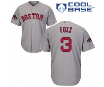 Men's Majestic Boston Red Sox #3 Jimmie Foxx Replica Grey Road Cool Base 2018 World Series Champions MLB Jersey