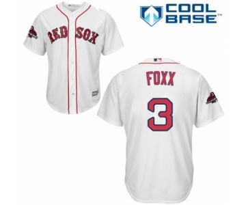 Men's Majestic Boston Red Sox #3 Jimmie Foxx Replica White Home Cool Base 2018 World Series Champions MLB Jersey