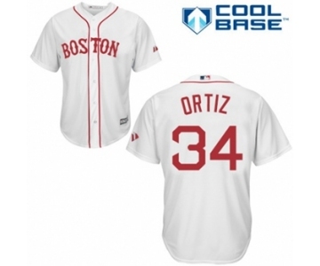 Men's Majestic Boston Red Sox #34 David Ortiz Authentic White New Alternate Home Cool Base MLB Jersey