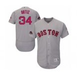 Men's Majestic Boston Red Sox #34 David Ortiz Grey Road Flex Base Authentic Collection 2018 World Series Champions MLB Jersey