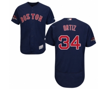 Men's Majestic Boston Red Sox #34 David Ortiz Navy Blue Alternate Flex Base Authentic Collection 2018 World Series Champions MLB Jersey