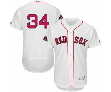 Men's Majestic Boston Red Sox #34 David Ortiz White Home Flex Base Authentic Collection 2018 World Series Champions MLB Jersey