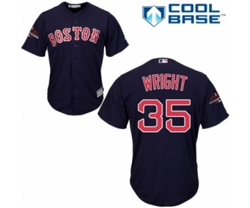 Men's Majestic Boston Red Sox #35 Steven Wright Replica Navy Blue Alternate Road Cool Base 2018 World Series Champions MLB Jersey