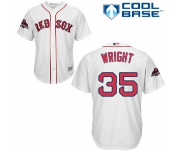 Men's Majestic Boston Red Sox #35 Steven Wright Replica White Home Cool Base 2018 World Series Champions MLB Jersey