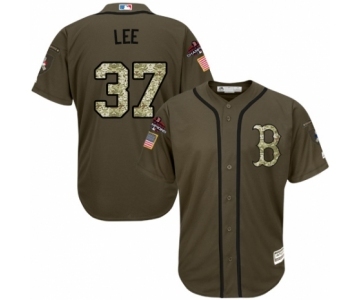 Men's Majestic Boston Red Sox #37 Bill Lee Authentic Green Salute to Service 2018 World Series Champions MLB Jersey