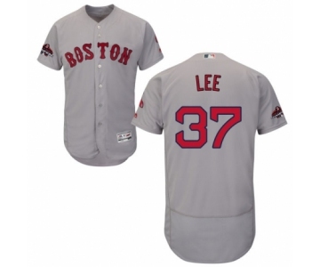 Men's Majestic Boston Red Sox #37 Bill Lee Grey Road Flex Base Authentic Collection 2018 World Series Champions MLB Jersey