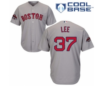 Men's Majestic Boston Red Sox #37 Bill Lee Replica Grey Road Cool Base 2018 World Series Champions MLB Jersey