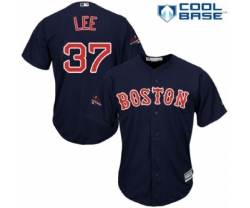 Men's Majestic Boston Red Sox #37 Bill Lee Replica Navy Blue Alternate Road Cool Base 2018 World Series Champions MLB Jersey