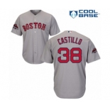 Men's Majestic Boston Red Sox #38 Rusney Castillo Replica Grey Road Cool Base 2018 World Series Champions MLB Jersey