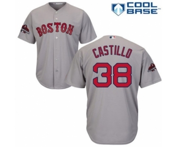 Men's Majestic Boston Red Sox #38 Rusney Castillo Replica Grey Road Cool Base 2018 World Series Champions MLB Jersey